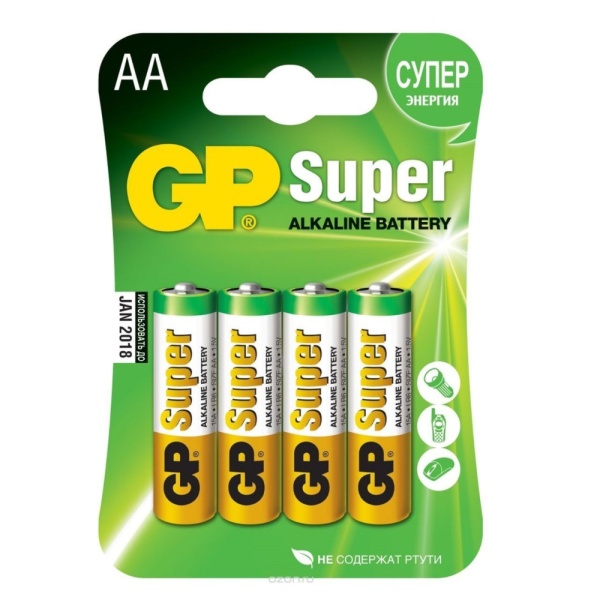 Батарейкa алкалиновая GP Super, AA, 4 шт.